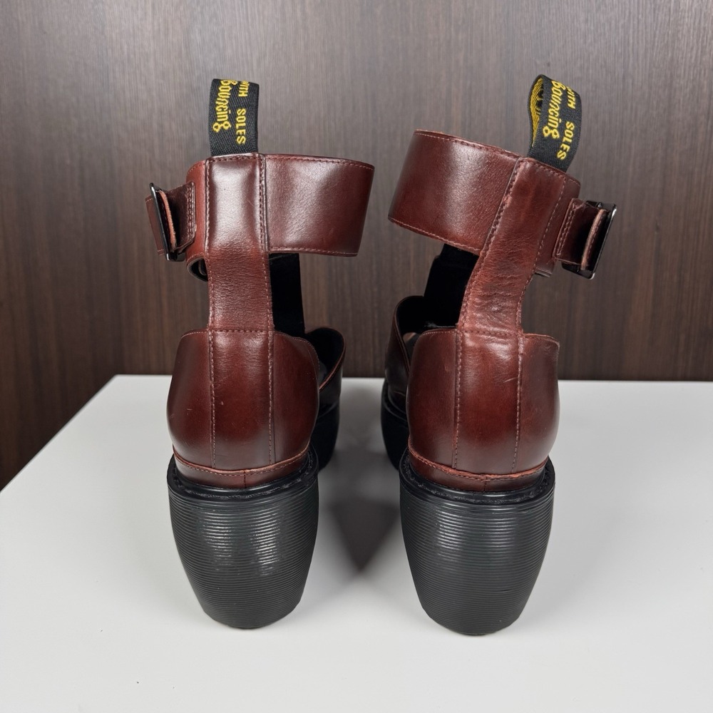 Dr. Martens Bessie Platform Leather Wedge Sandals Womens US 9 Oxblood Gladiator - Picture 11 of 16